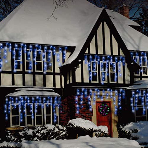 Image of Christmas Workshop 77530 480 Icicle LED Outdoor Christmas Lights | 11.5 Metres | Blue & White Colour | Indoor & Outdoor Fairy Lights | Weddings & Gardens | 8 Functions | Mains Powered