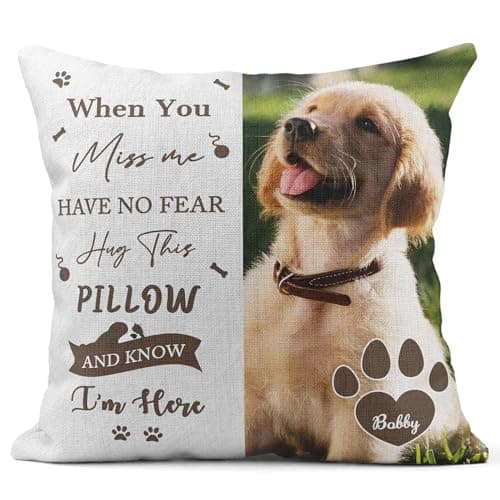 Image of Print Maniacs Personalised Pet Memorial Cushion – Custom Photo & Name, Pet Loss Remembrance Pillow – Pet Tribute Keepsake Gifts - Cat, Dog, Pet