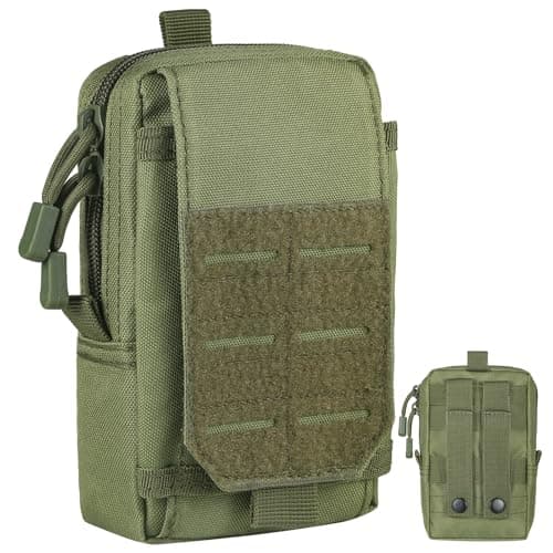 Image of Hejo Tactical Molle Pouch, Utility Belt Pouch with Zipper, Molle Phone Pouchs, Belt Bag for Men, Multifunctional Waist Bag for Sports, Hiking, Camping, Traveling, Cycling, Fishing (Green)