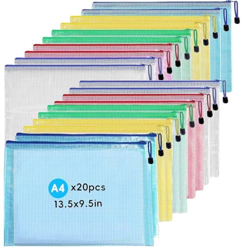 Image of Plastic Wallet,Zip Wallets A4,20 Pcs A4 Zip Wallet Document Wallets,Zip Folder,Zipper Bags for School Office Supplies, Travel,Home.