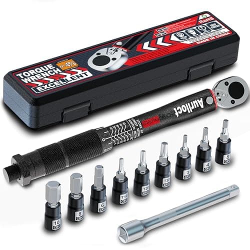 Image of Aurlloct 1/4 Inch Drive Click Torque Wrench, Torque Spanner Set 5-55 Nm, 72-Tooth, Including Extension Bar, High Precision ± 4% for Truck, Car, Tire Replacement, and Motorcycle Car Maintenance