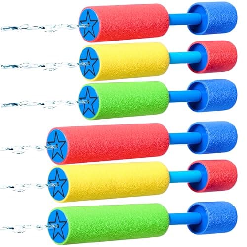 Image of SYNCFUN 3*15.5 and 3*21cm Foam Water Guns Water Pistols for Kids Water Blaster Shooters Push Pull Type Foam Water Squirter Water Gun Summer Outdoor Beach Pool Water Toys for Kids Toddlers Boys Girls