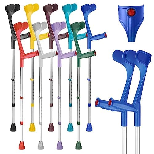 Image of Ossenberg Classic Open Cuff Ergonomic Grip Elbow Crutches – Blue – Pair | Lightweight Height Adjustable Economy Comfort Coloured Forearm Crutches for Adults Men & Women Mobility and Walking Aids