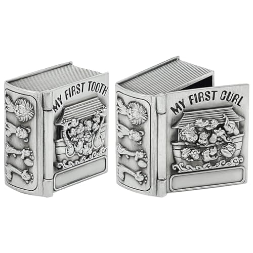 Image of FINGERINSPIRE 2Pcs My First Curl and My First Tooth Keepsake Box Antique Silver Tooth Collection Organizer Holder My First Curl and Tooth Keepsake Box Set for Kids to Keep The Childhood Memory