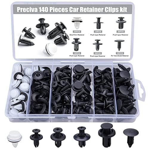 Image of Car Retainer Clips, Preciva 140pcs Plastic Fasteners, Universal Automobile Trim Panel Clip, Nylon Clamps Trim Push Fasteners, 6 Sizes Auto Pin Rivets Set