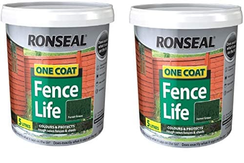 Image of Ronseal 5L One Coat Fence Life Fence Paint Bundle Deal 2 for £22.95-2 x 5L tubs = 10L - Forest Green