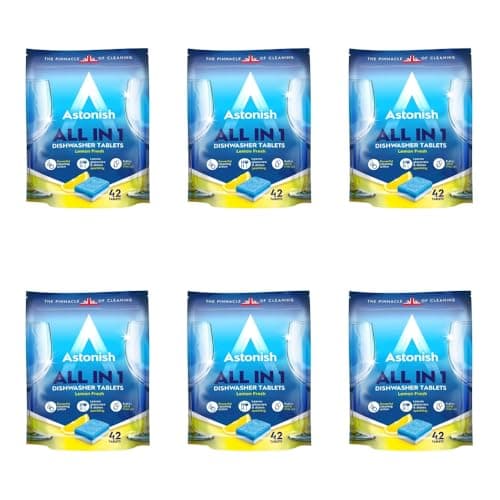 Image of Astonish All in 1 Dishwasher Tablets, Lemon, 42 Tablets, Pack of 6
