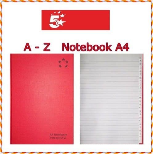 Image of 5 Star Manuscript Book Casebound 70gsm Ruled and Indexed 192 Pages A4 [Pack 5]