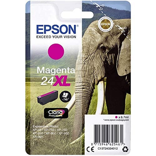 Image of Epson 24XL Magenta Elephant High Yield Genuine, Claria Photo HD Ink Cartridge