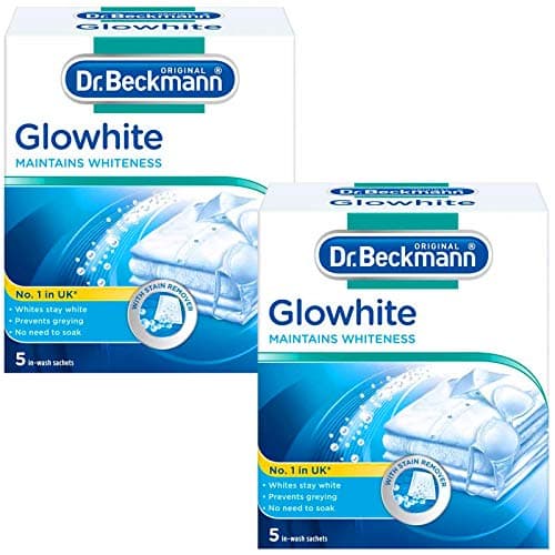 Image of Dr Beckmann Glowhite Fabric Whitener with Stain Remover, 40 g 10 Count (Pack of 2)