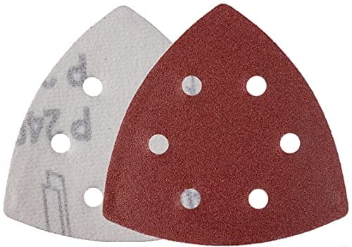 Image of YoiYee 240 Grit Delta Sanding Sheet, Hook and Loop Triangle Sandpaper Pad, Sand Paper Disk, 6 Holes, 93 x 93 x 93mm, 20 Pack