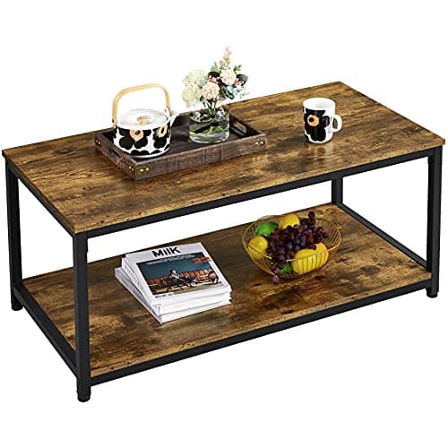 Image of Yaheetech Coffee Table Industrial Side Table Living Room Table with Metal Frame for Home Office, 100x50x45cm