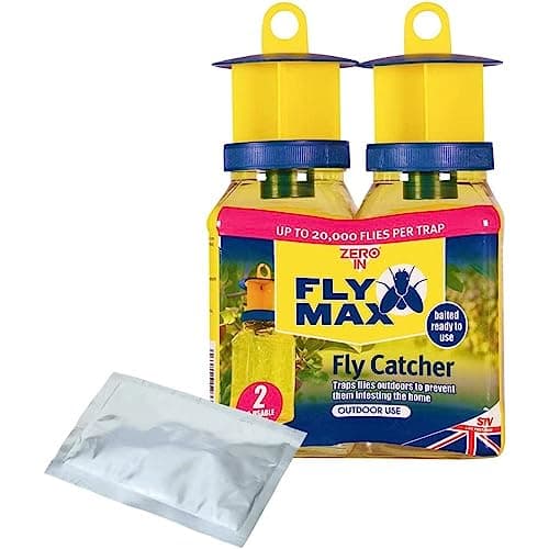 Image of Zero In Outdoor Fly Trap - Ready-Baited Fly Catcher, Twin Pack - Non-Toxic, Insect Trap to Attract & Trap Bugs - Suitable for Garden & Outdoor Use, Lasts up to 2-3 Weeks
