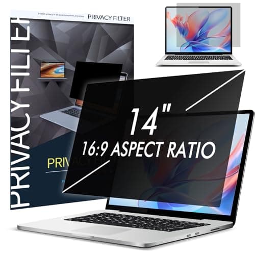 Image of 14 Inch Privacy Filter for Laptop 16:9 Aspect Ratio, SOPPY Anti-Glare Privacy Screen Protector, Anti Blue Light, Removable Privacy Film Privacy Screen for 14" Hp/Dell/Acer/Lenovo/ThinkPad/Asus
