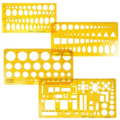 Image of Artway Stencil Templates Assorted Flexible Plastic Templates,Orange,- Set of 4