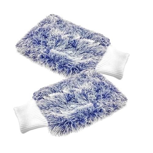 Image of Tek Automotive Twin Pack Silk Microfibre Wash Mitts - Car Washing Kit Essential, Super Soft Chenille Cleaning Gloves, Scratch Free, Wash Mitt for Car Washing, Durable Car Care Accessories