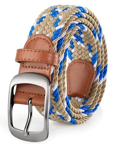Image of SUOSDEY Elastic Braided Belts for Men Women Golf Stretch Fabric Belt Woven Waist Belts for Jeans Shorts Trousers 1.3" Width