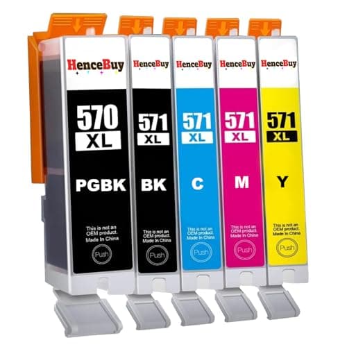 Image of HenceBuy PGI 570XL CLI 571XL Ink Cartridges Compatible for Canon 570 571 XL for PIXMA MG5750 MG5700 MG5751 MG6851 MG6850 MG7750 TS5050 TS5051 TS5000 TS6050 TS6051 TS8050 (PGBK B C M Y)