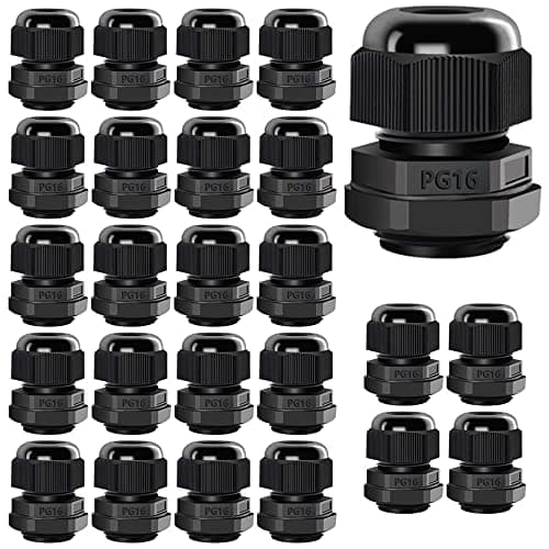 Image of Gebildet 25Pcs PG16 Cable Gland, Plastic Waterproof IP68 Adjustable 8.5-14mm Cable Gland Joint with Rubber Gaskets, M22*1.5 Wire Connector, Wire Protector (Black)