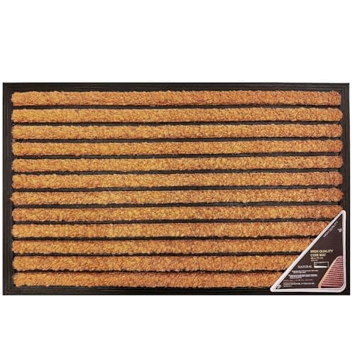 Image of LSC Bliss Coir Door Mat Heavy Duty Floor Mat Non Slip Indoor Outdoor Mat Machine Washable Doormats Shoe Scrapper Removes Grass & Dirt for Front Door, Patio & Entrance (pack of 1) 45 x 75 cm