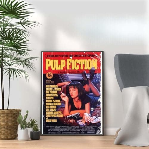 Image of PulpFiction 1994, Quentin Tarantino Movie Print Vintage Cult Cinema Film Poster, A4 and A3 Size Frame Options Available, Home, Pub, Café, Bar Decoration Wall Art Print (A4 Print Only)