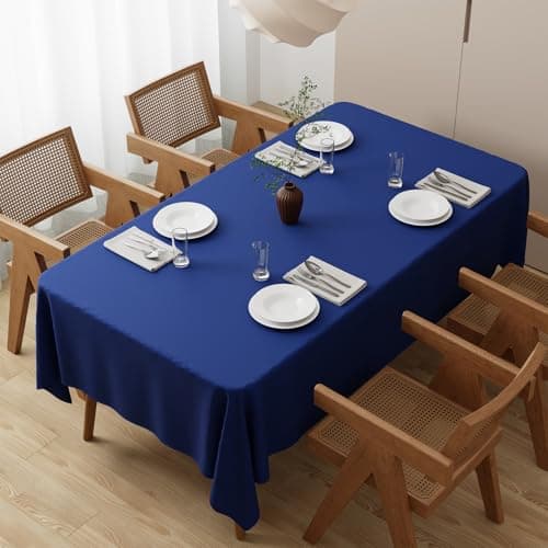 Image of Zdada Large Blue Table Cloths 200x140cm(79x55Inch), Long Rectangular Table Cloth, Washable Polyester Fabric Tablecloth for Wedding Banquet Party Home Dining Table Cover