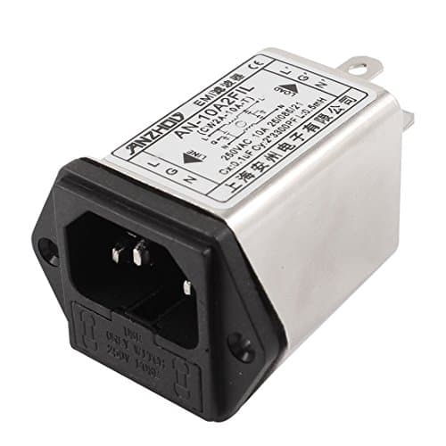 Image of sourcing map IEC C14 Male Socket Panel Mount Fused Power Line EMI Filter AC250V 10A