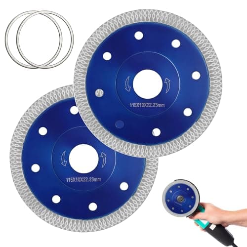 Image of 2Pack of 115mm Diamond Cutting Discs, Tile Cutting Discs Super Thin Diamond Saw Blade for Angle Grinder Fast & Clean Cut on Porcelain, Granite, Marble, Concrete Tiles Stones Bricks & Ceramics Blue