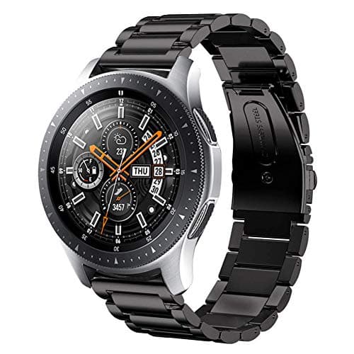 Image of SUNDAREE Strap Compatible with Samsung Galaxy Watch 46MM SM-R800/Galaxy 3 45MM/Gear S3 Frontier/Huawei GT 3 46MM/Garmin Venu 2/AMAZFIT GTR 4,22MM Stainless Steel Metal Black Watch Band