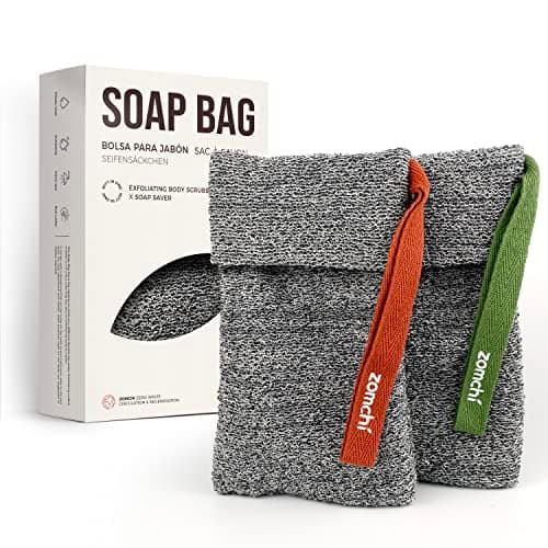 Image of ZOMCHI 2 Pieces Exfoliating Soap Bags, Soap Savers for Bar Soap, Soap Bar Pouch for Deep Exfoliation, Foaming Soap Sock for Shower
