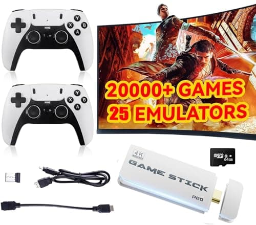 Image of ASTEKID Wireless Retro Game Console - Game Stick Built-in 20,500+ Classic Video Games, Plug & Play for TV HDMI output, Multiple Classic Emulator, Dual 2.4G Wireless Controller
