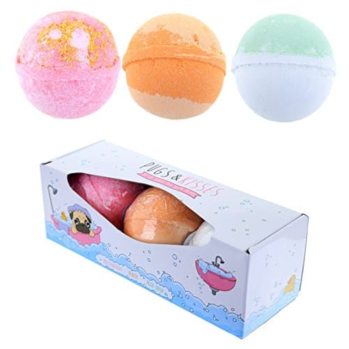 Image of HoitoDeals Handmade Fruity Scents in Pug Bath Bomb Fragrances in Gift Box For Bathroom (Set of 3)