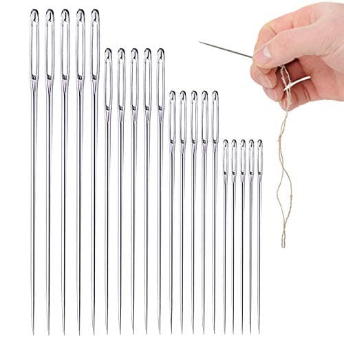 Image of MYSY Big Eye Long Sewing Needle, 20pcs Large Eye Embroidery Needles, 4 Sizes Sharp Point Stitching Needles 2.3" 3" 3.5" 4"