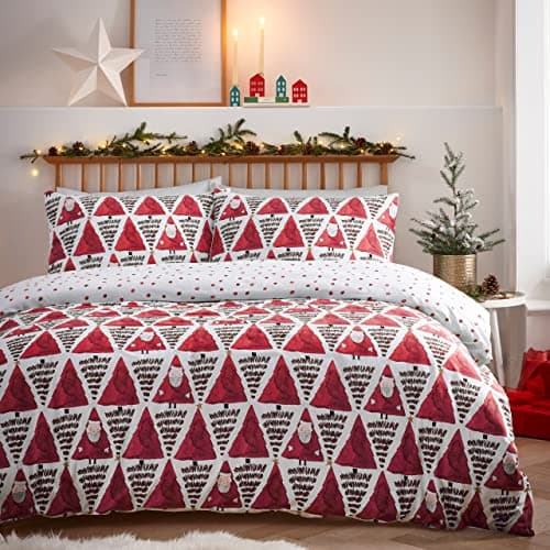 Image of furn. Hide and Seek Santa Toddler Duvet Cover Set, Cotton, Polyester, Red
