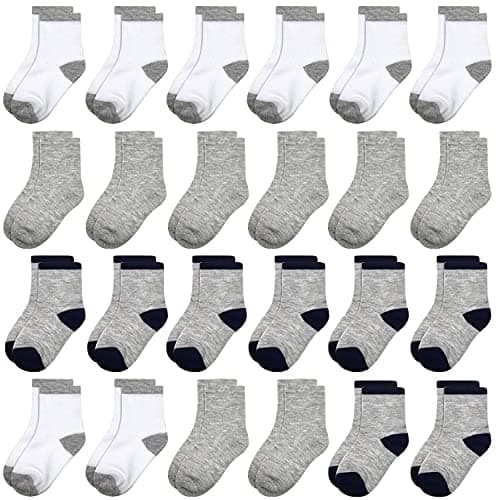 Image of TRAMLE Boys Socks 24 Pairs Kids Soft Breathable School Baby Toddler Socks for Children Boys Girls 1-2 Years
