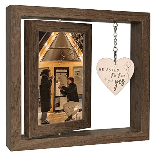 Image of EYITUPC He Asked She Said Yes Engagement Gifts Photo Frame, Wedding Engagement Gifts for Couples (Dis Two 15x10 cm)