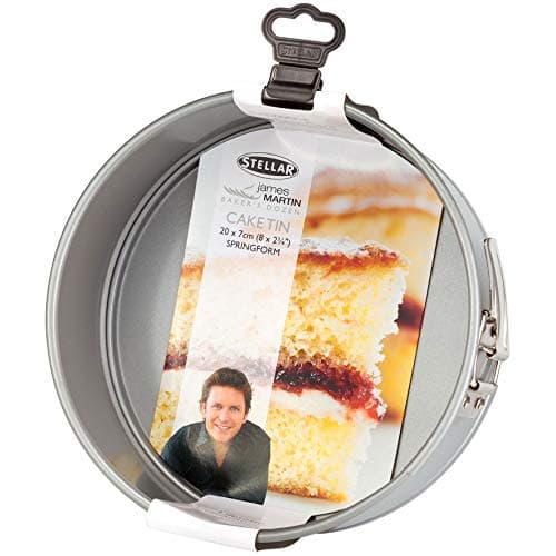 Image of Stellar James Martin Non-Stick 8" Round Cake Tin, Springform, High Grade Steel, Dishwasher Safe 21cm x 7cm