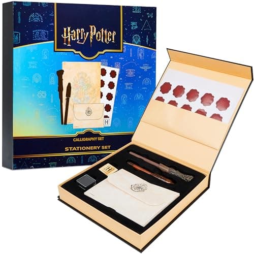 Image of Harry Potter Gifts Letter Writing Set with Harry Potter Wand Pen Secret Messages Pen A5 Paper Envelopes Stamps & Wax Seal Stickers Stationery Supplies