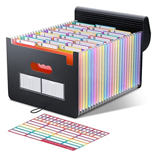 Image of ThinkTex 26 Pockets Expanding File Folder, A-Z Colorful Tabs, Monthly Bill Receipt Documents Organiser, Larger Capacity, Letter/A4 Size