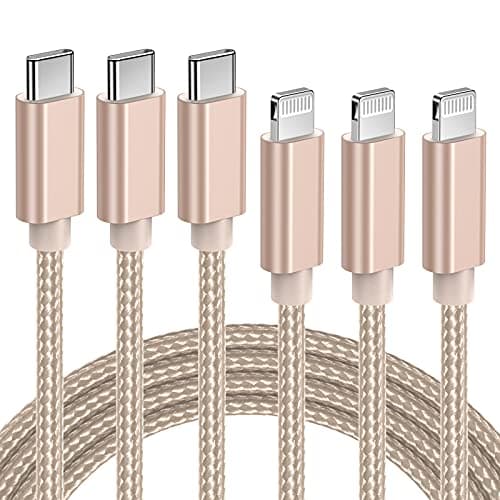 Image of Quntis USB C to Lightning Cable MFi Certified, 3Pack 2M Nylon Braided iPhone 14 Fast Charging Cable Power Delivery Lightning to Type C Charger Cord for iPhone 13 12 11 Pro Max X XS XR 8 Plus iPad
