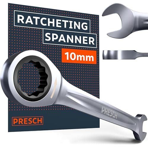 Image of PRESCH Ratchet Spanner 10mm – Minimal Return Angle (4°, 90 Teeth) – 15° Offset for Tight Spaces – Precision-machined, Durable Ring Spanner