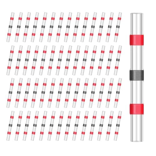 Image of 150 PCS Heat Shrink Wire Connectors, Red 22-18 AWG Solder Seal Wire Connector, Wire Connectors Kit, Butt Connectors Heat Shrink, Solder Connector with Heat Shrink for Marine Automotive Boat Wire Joint