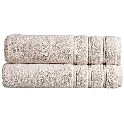 Image of Christy Antalya Large Bath Sheets | Set of 2 | 100% Turkish Cotton | 600GSM | Soft Plush Luxury Bath Towels | 90cm x 150cm | Quick Dry | Pumice Beige