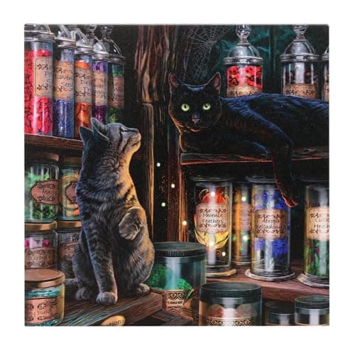 Image of Enchanting Multicolor Magical Emporium Light Up Canvas Plaque by Lisa Parker - 30cm x 30cm (1 Pc.) - Mystical Art Piece - Unique Illumination Feature - Perfect Home Decor