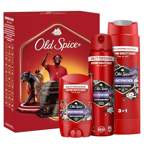 Image of Old Spice DJ Gift Set with Nightpanther Deodorant Stick, Spray and Shower Gel, 24/7 Fressshhh with Daily Use, Long Lasting Perfume Quality Scent