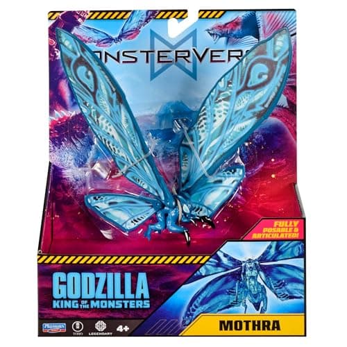 Image of MonsterVerse Godzilla King of the Monsters Official Mothra 6-Inch Action Figure – Movie-Accurate Winged Titan Toy with Display Stand – Kaiju Collectible for Kids & Fans – Includes Monarch Packaging