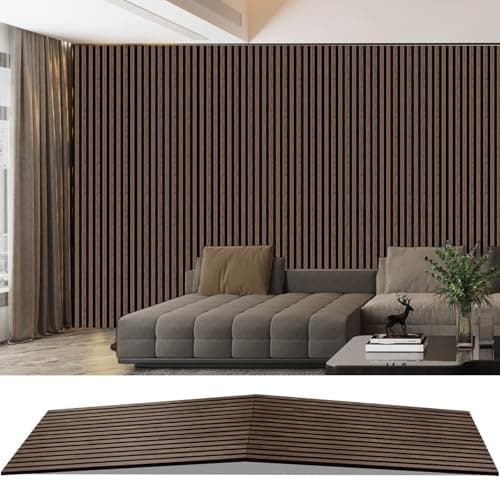 Image of AKKPANE Acoustic Wall Panels 2400x600 mm(1.44m²) | Foldable Wood Slat Panels for Wall | Sound Absorption | Suitable for Living Room, Bedroom, Office (Black Walnut 11#)