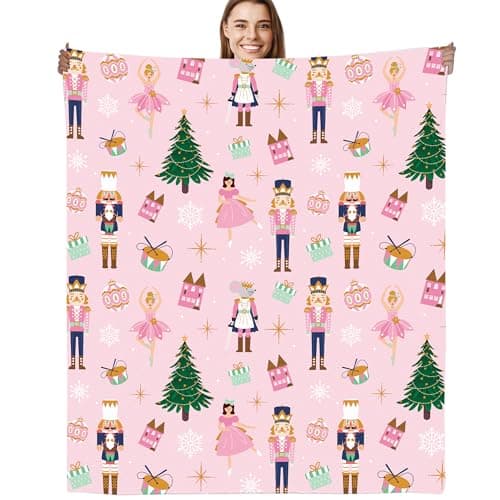 Image of GalaVee Nutcracker Christmas Throw Blanket 60x50, Christmas & Fairy Tale Gifts for Girls Women, Soft Cozy Flannel Blanket with Ballet & Holiday Designs, Home Decor for Sofa Bed