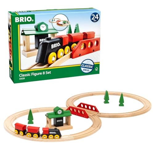 Image of BRIO Classic Figure of 8 Wooden Railway Train Set - Toddler Toys for Kids 2 Years Up