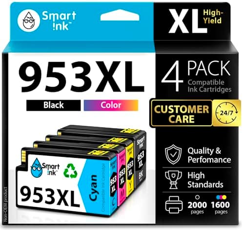 Image of Smart Ink Compatible Ink Cartridge Replacement for HP 953XL 953 XL 4 Multipack (Black XL & C/M/Y) with Advanced Chip Technology to use with HP Officejet pro 7720 7730 7740 8710 8715 8720 8725 Printer